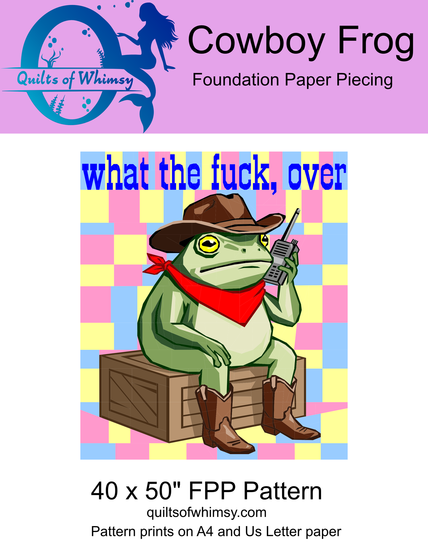 Cowboy Frog Wall Hanging Pattern – 40 x 50