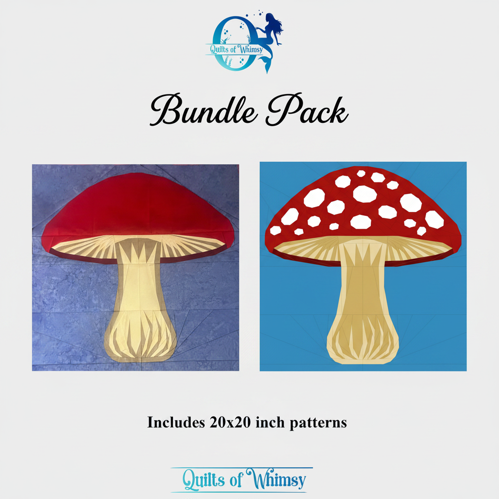 Mushroom FPP Quilt Block Bundle: Plain & Spotted (Digital Download)