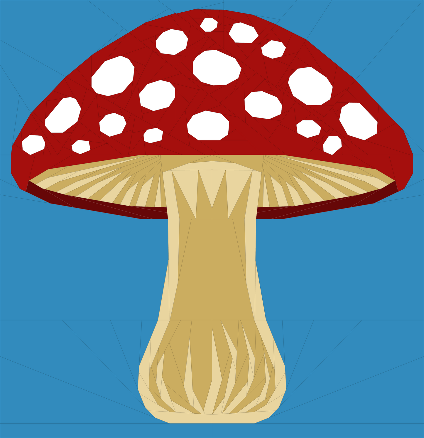 Spotted Mushroom Quilt Block: 20 Inch FPP Pattern (Digital Download)