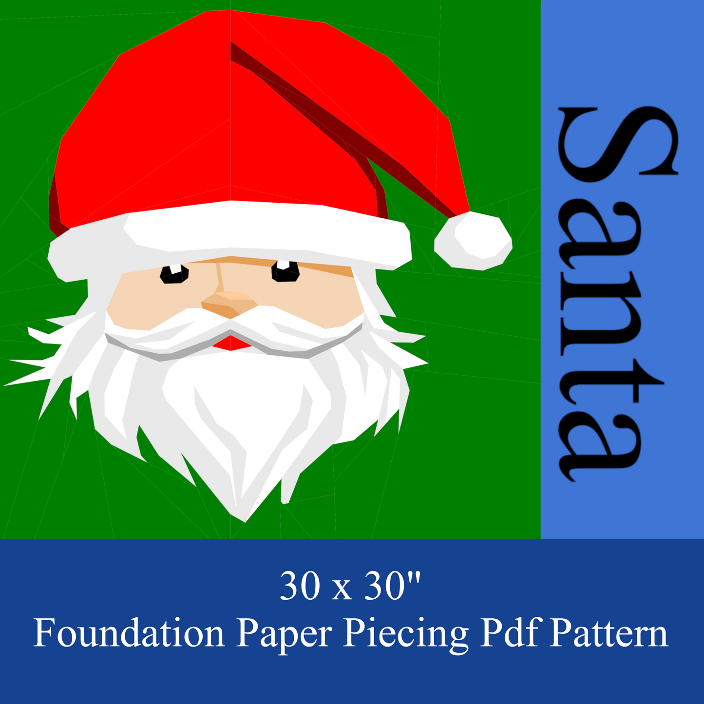 Vintage Santa FPP Quilt Block Pattern: 30x30 Inch (Digital Download)