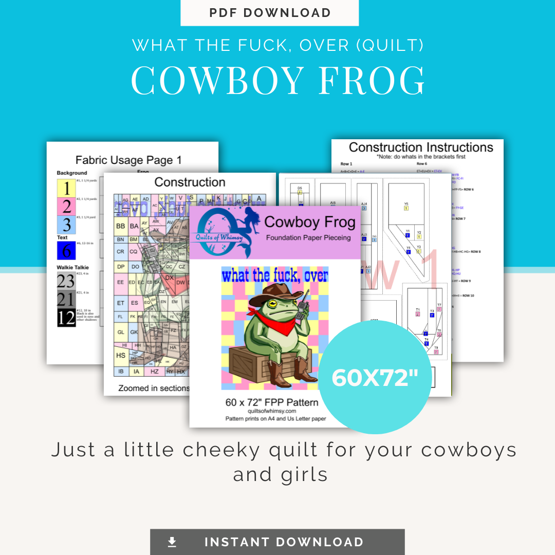 Cowboy Frog Quilt Pattern – 60 x 72