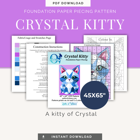 Crystal Kitty – Foundation Paper Piecing Quilt Pattern (45" x 65")