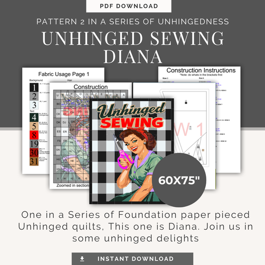 Unhinged Sewing – Diana | 60x75" Grid Quilt PDF Pattern