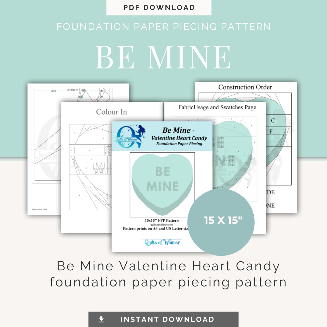 Valentine Heart Candy Quilt Pattern Bundle | Foundation Paper Piecing (FPP) 5 Modern Candy Heart Blocks 15x15 Inch PDF