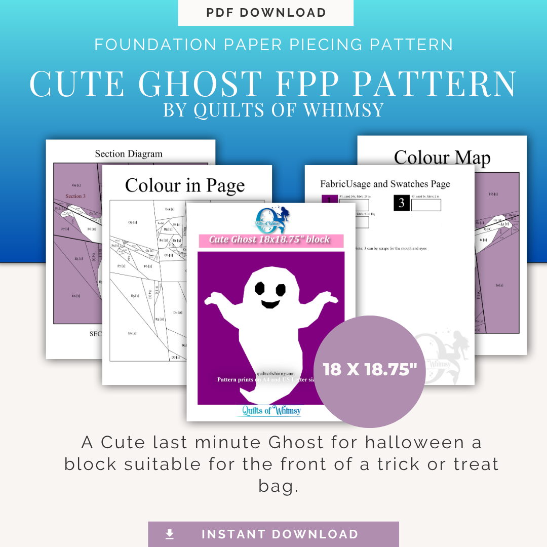 Ghost Quilt Block Pattern: Halloween FPP Easy Sewing (Digital Download)