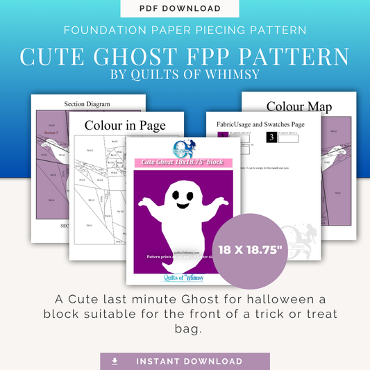Cute Ghost & Bat Halloween FPP Bundle: 18 Inch Quilt Blocks (Digital Download)