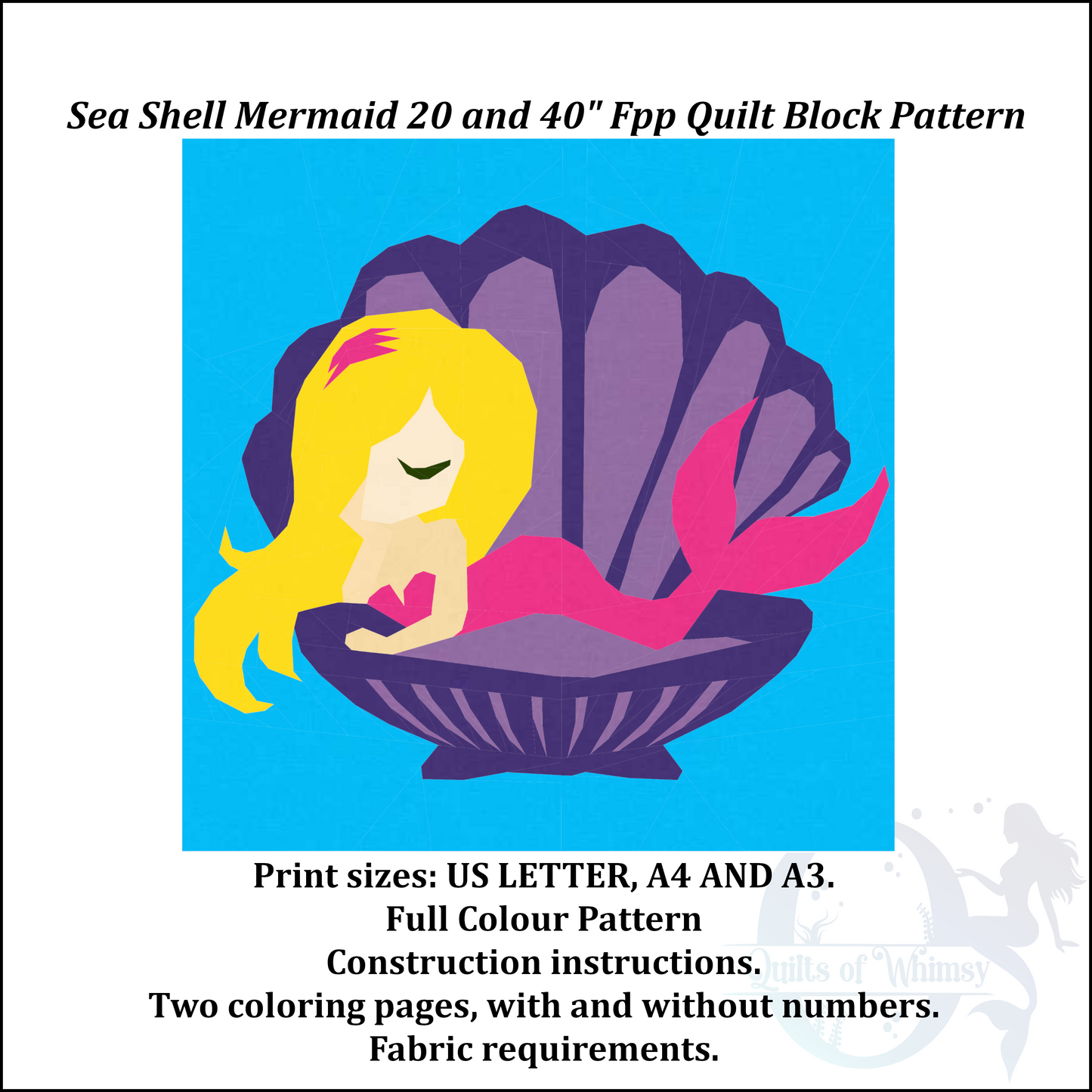 Sea Shell Mermaid FPP Pattern: 20 & 40 Inch (Digital Download)