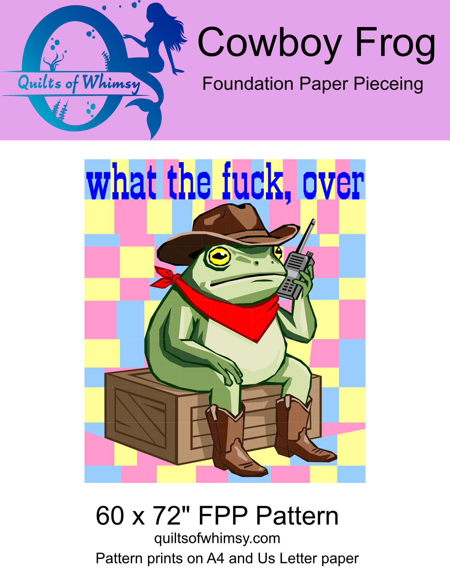 Cowboy Frog Quilt Pattern – 60 x 72