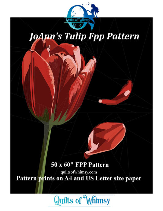Joann's Tulip – Foundation Paper Piecing Quilt Pattern (50" x 60") (Instant PDF Download)