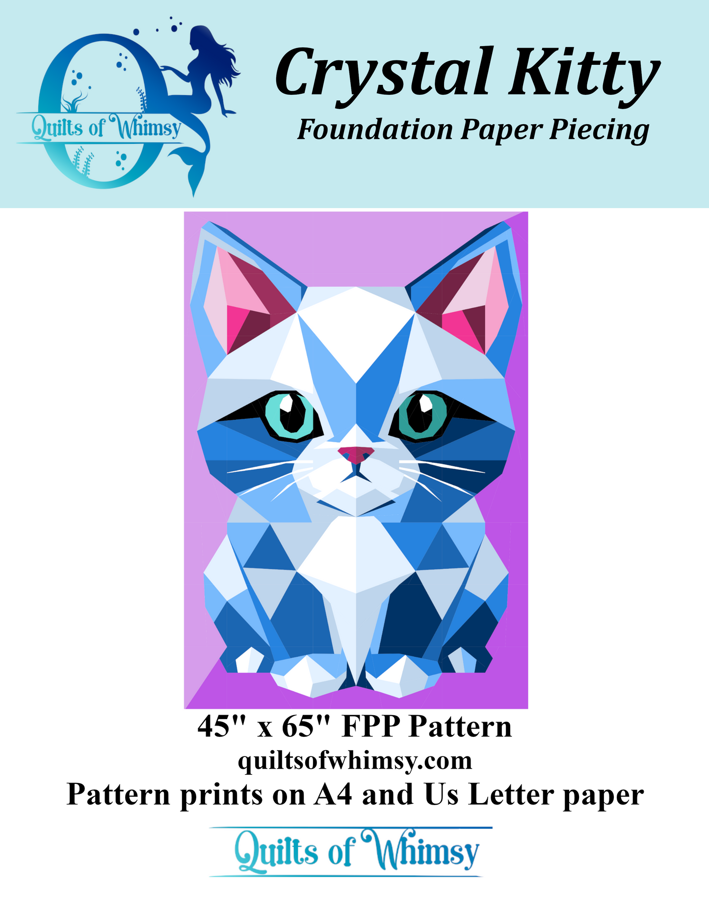 Crystal Kitty – Foundation Paper Piecing Quilt Pattern (45" x 65")