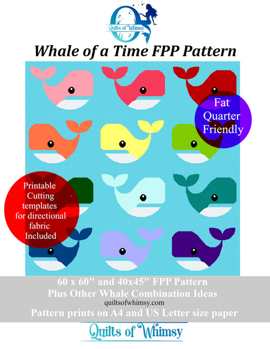 Whale of a Time FPP Quilt Pattern with Pre-Cutting Templates (Digital Download)
