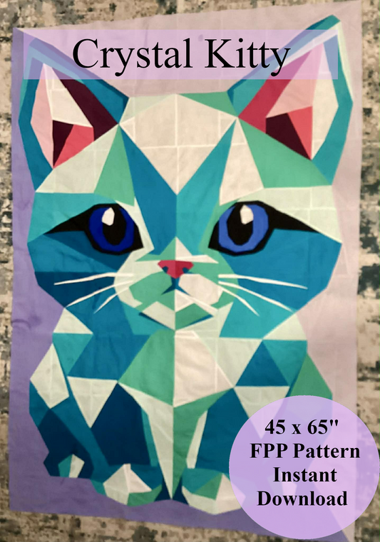 Crystal Kitty – Foundation Paper Piecing Quilt Pattern (45" x 65")