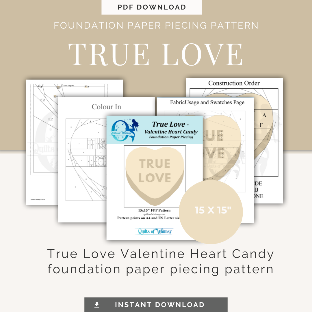 Valentine Heart Candy Quilt Pattern Bundle | Foundation Paper Piecing (FPP) 5 Modern Candy Heart Blocks 15x15 Inch PDF